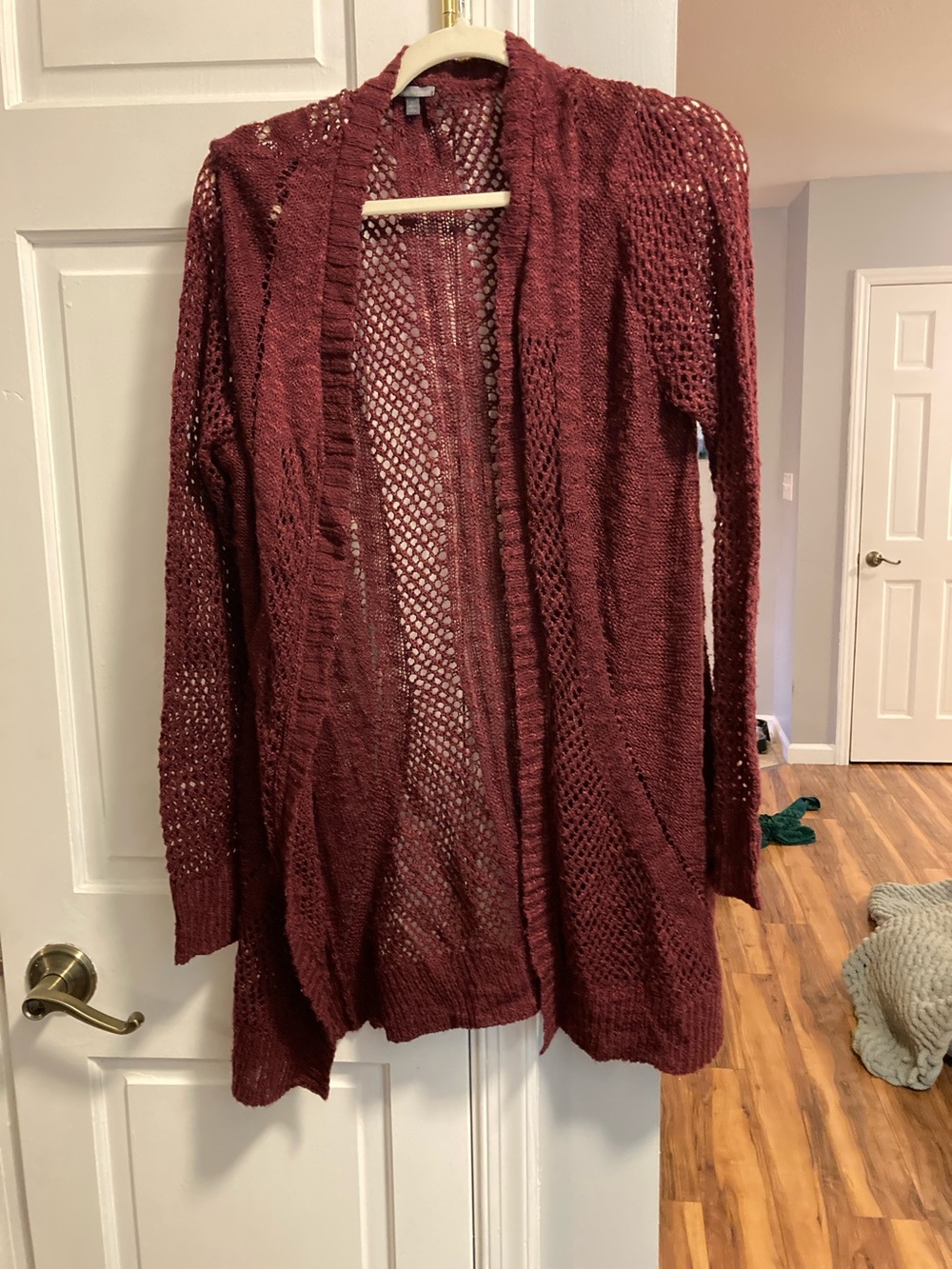 Charlotte Russe Open-Front Maroon Knit Cardigan